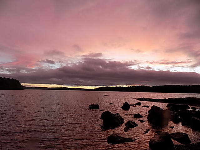 Pink and purple sunset over Lake Superior