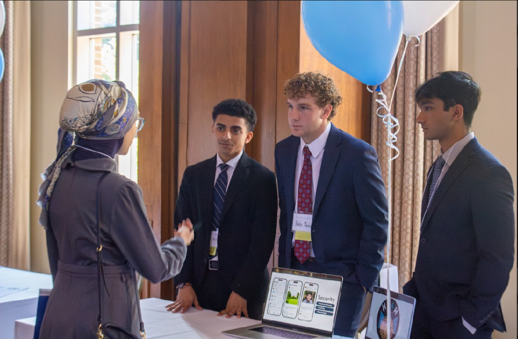 Ibrahim pitching Workly at a competition