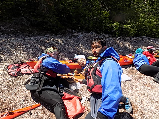 Shore break and lunch prep between paddles